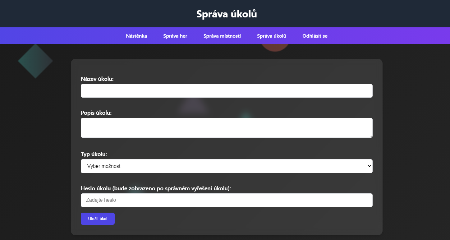 Ukázka administrace úkolu
